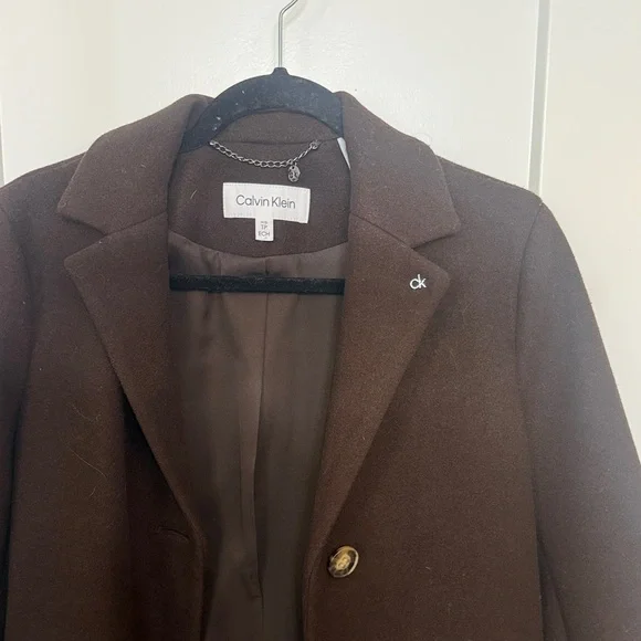 Calvin Klein Chocolate Brown Overcoat - Picture 6 of 8
